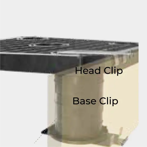 Head and foot clips for side tile dressing on raised floors