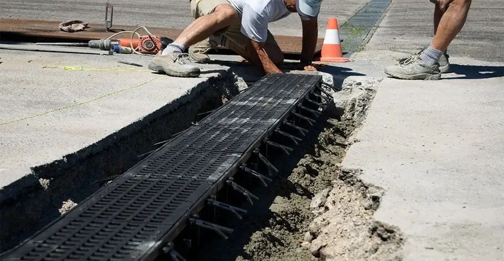 Installing channel drains from Dakota